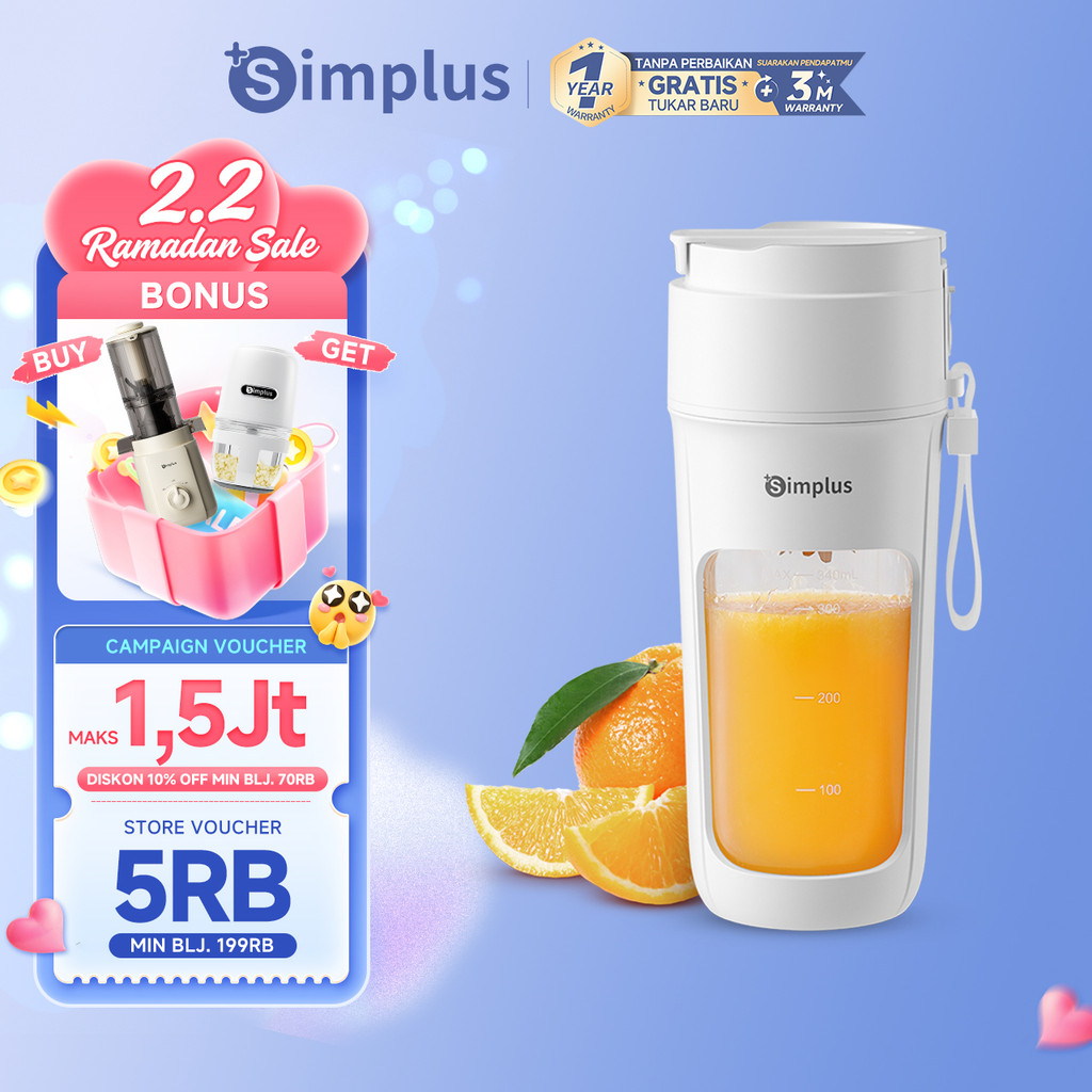 Simplus Juicer Portable Blender Cordless 340ml 10 Bilah baja tahan karat 304