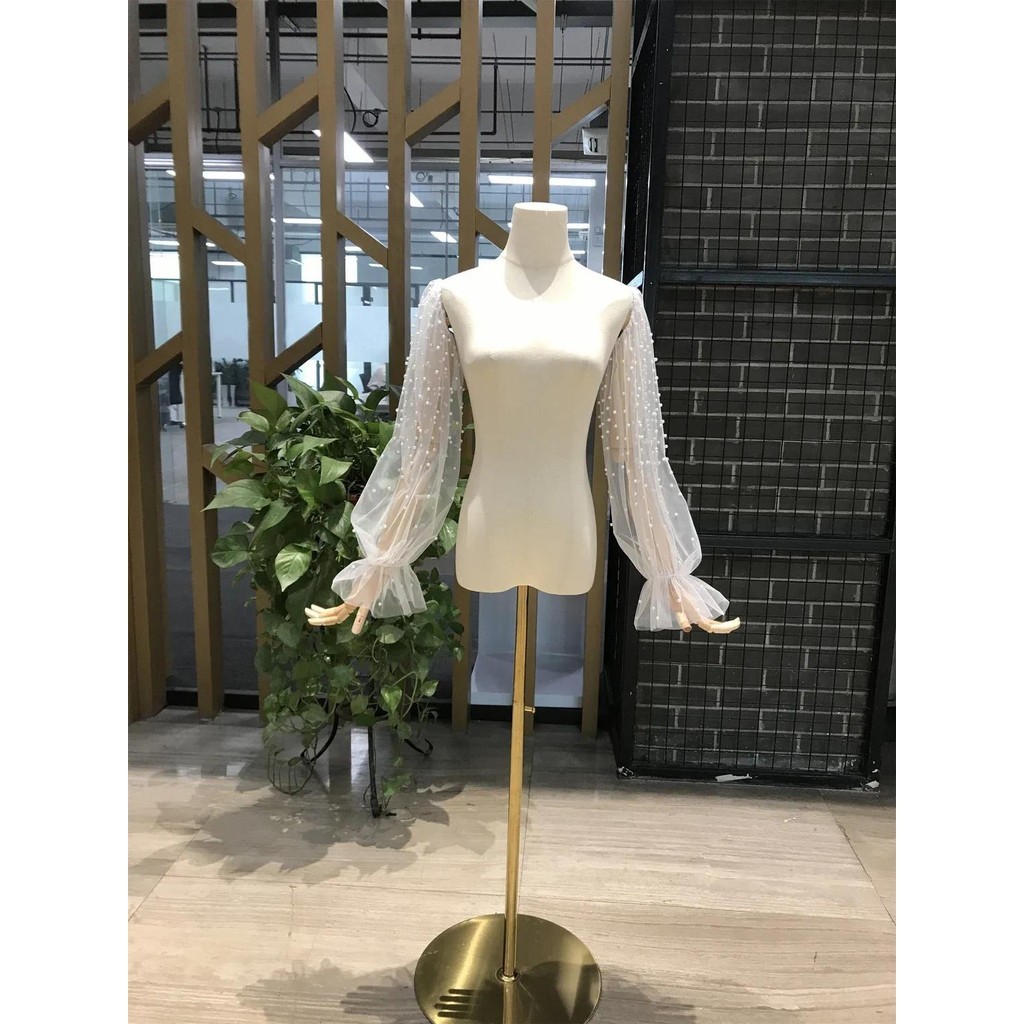 Noma Manset Lengan Panjang bridal  Tulle Puff Pearl Bridal Sleeves  NB413