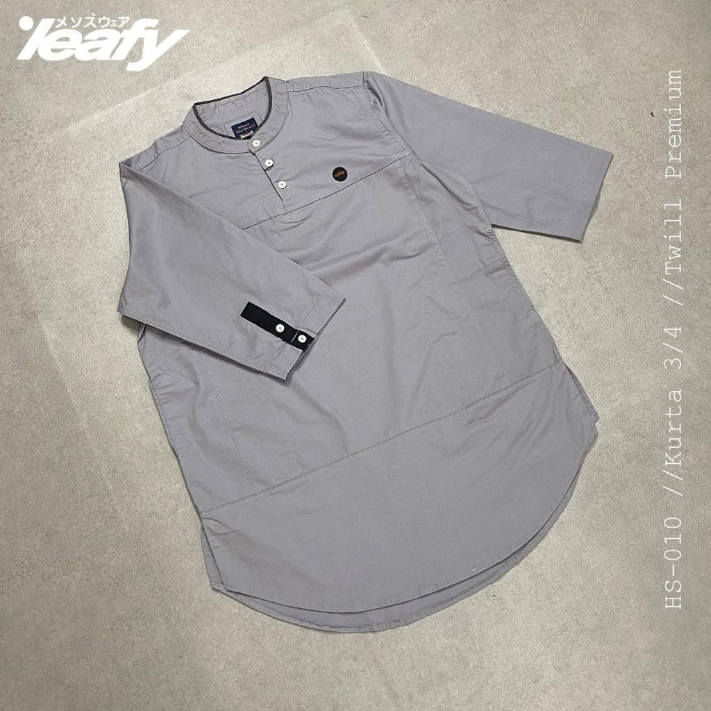 PROMO Baju Koko Kurta Pria Leafy Lengan 3/4 – Fashion Muslim Casual Distro