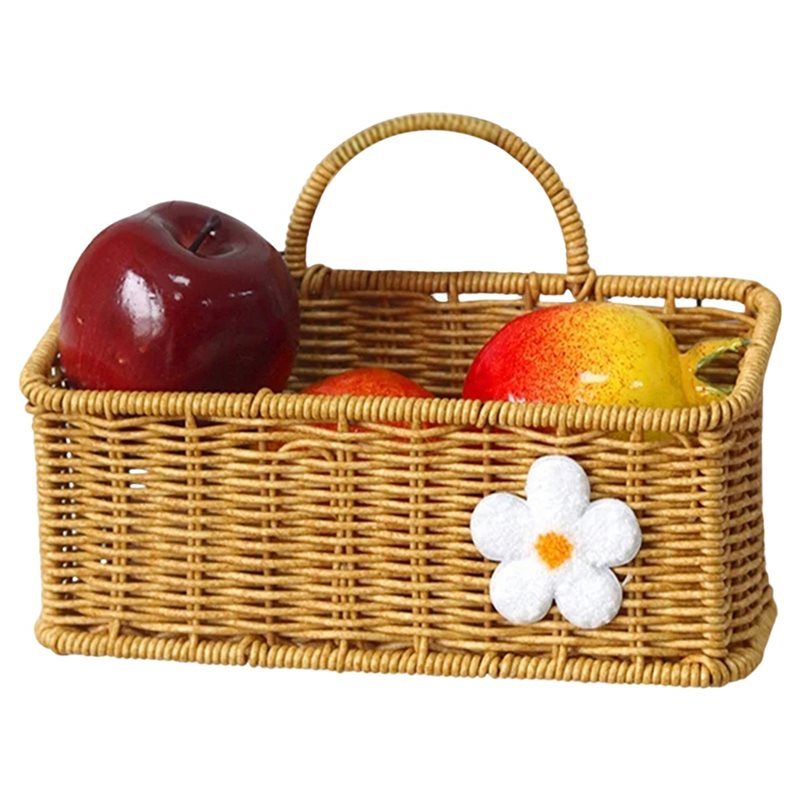 Rattan Woven Wall Mount Fruit Basket Imitation Rattan Wall Hanging Storage Organizer Basket