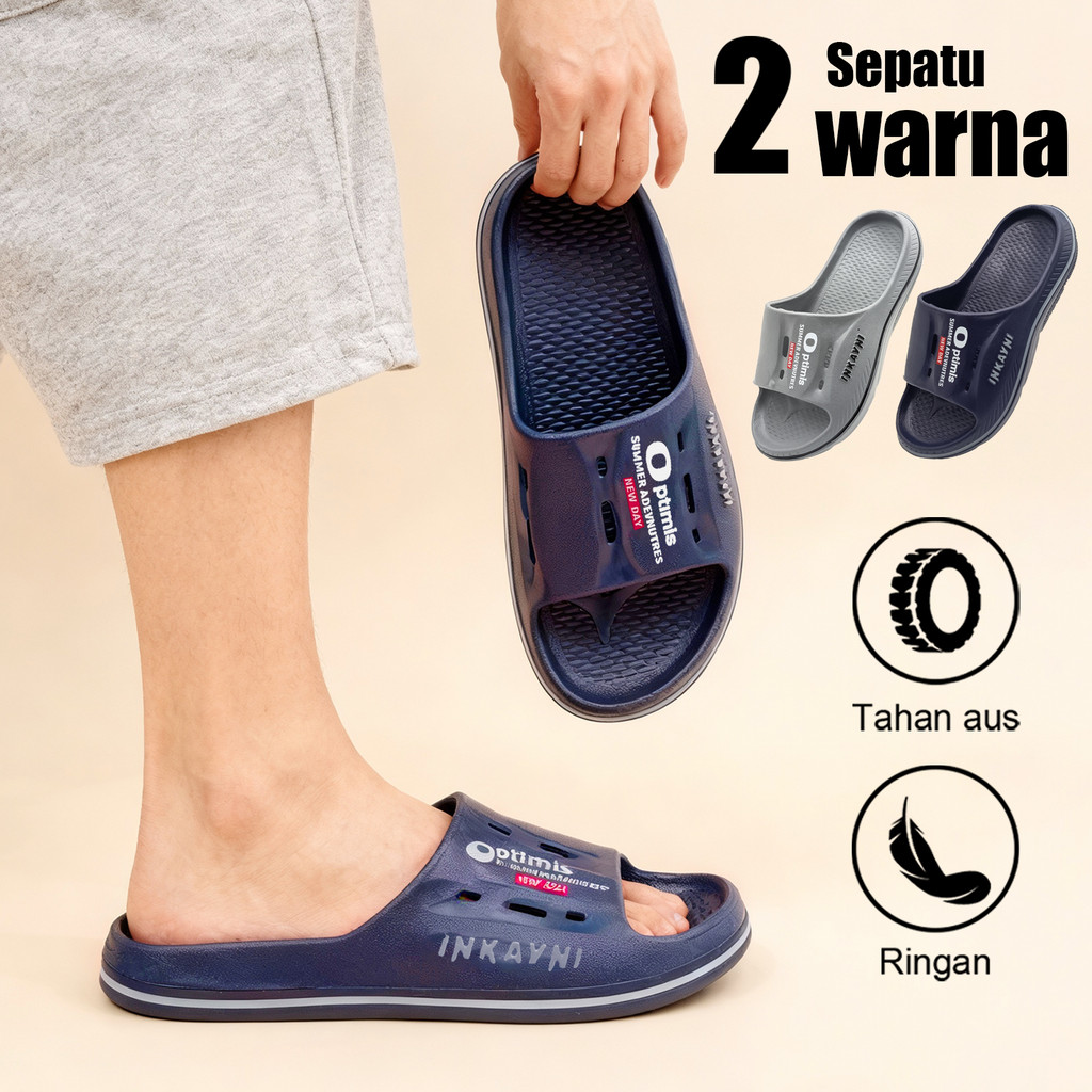 Inkayni Sandal Pria Keren Distro Pria Sandal Pria Karet Empuk Anti Slip Sandal Full Karet Sandal Kar