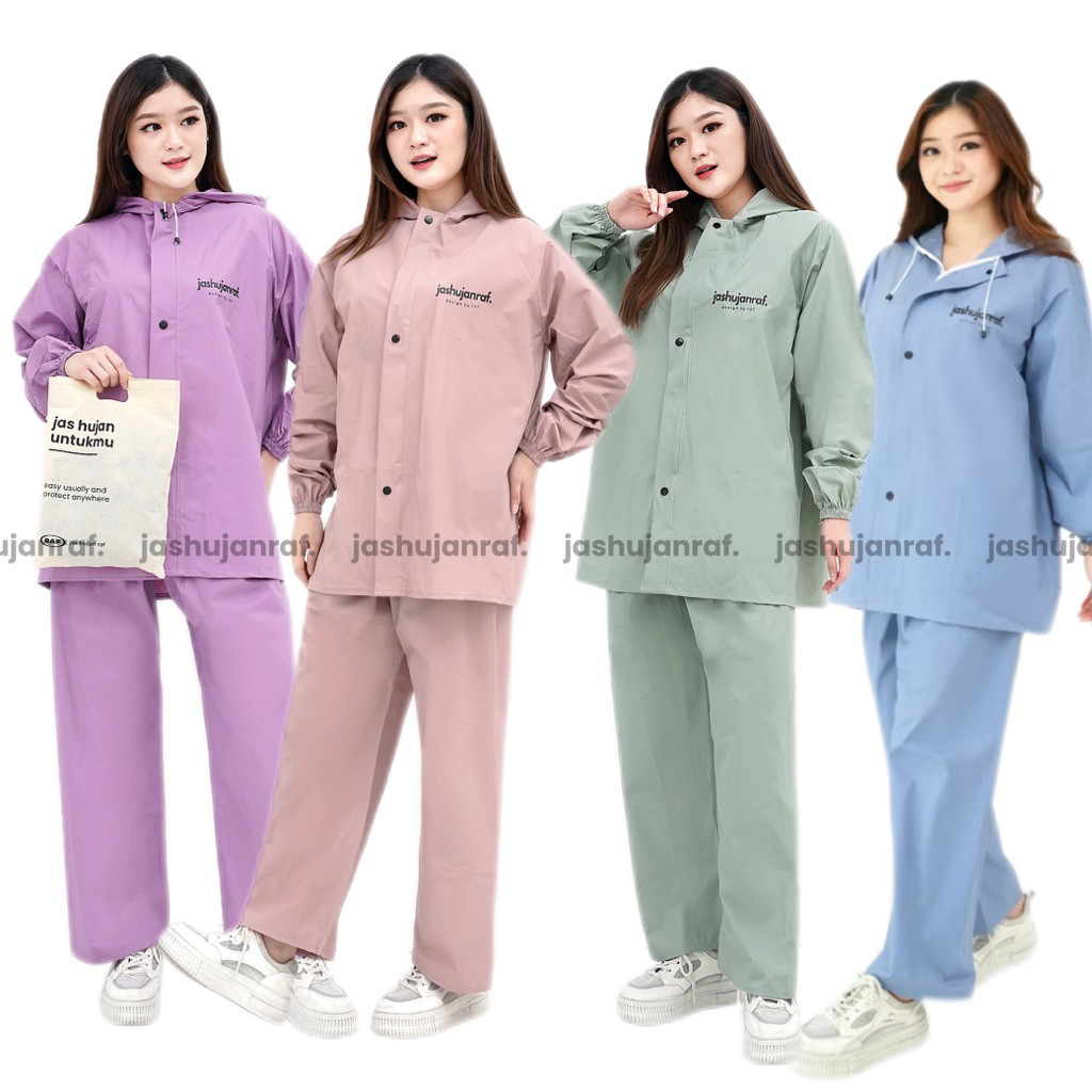 Jas Hujan Setelan Baju Celana Mantel Hujan Pria Wanita Bahan Tebal Anti Air