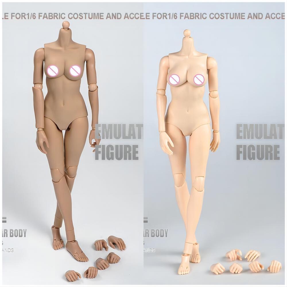 1/6 Female  Action Figure Dolls 12" Middle Big Breasts Super Flexible -Silicone Body Fit 1:6 Head Sc