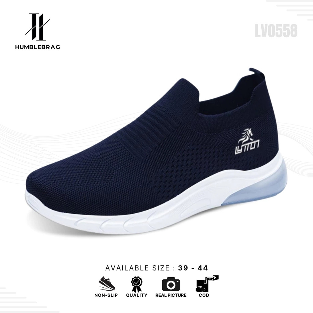 HMBRG Jungwon Sepatu Rajut Pria Sepatu Pria Tanpa Tali Sepatu Sport Pria Olahraga Terbaru LV0558