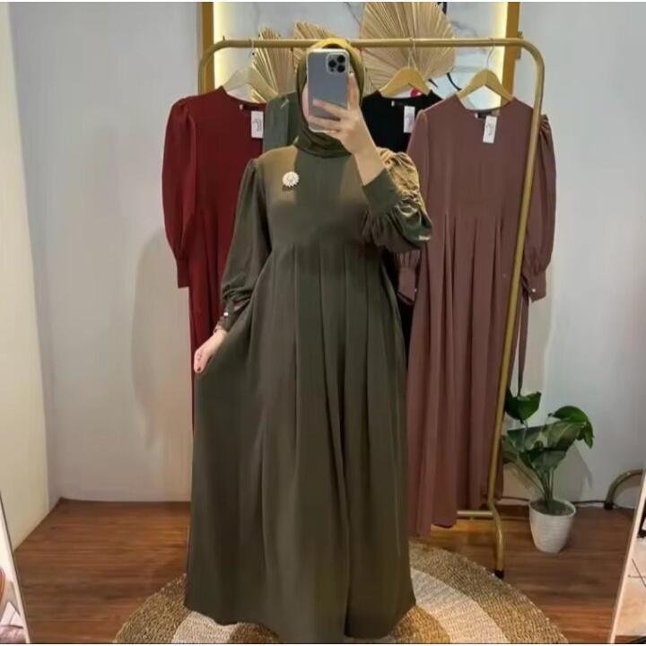 GAMIS CRINKLE AIRFLOW GINA DRESS REMAJA KEKINIAN SIZE S M L XL BAJU LEBARAN 2024 VIRAL DRES KONDANGA