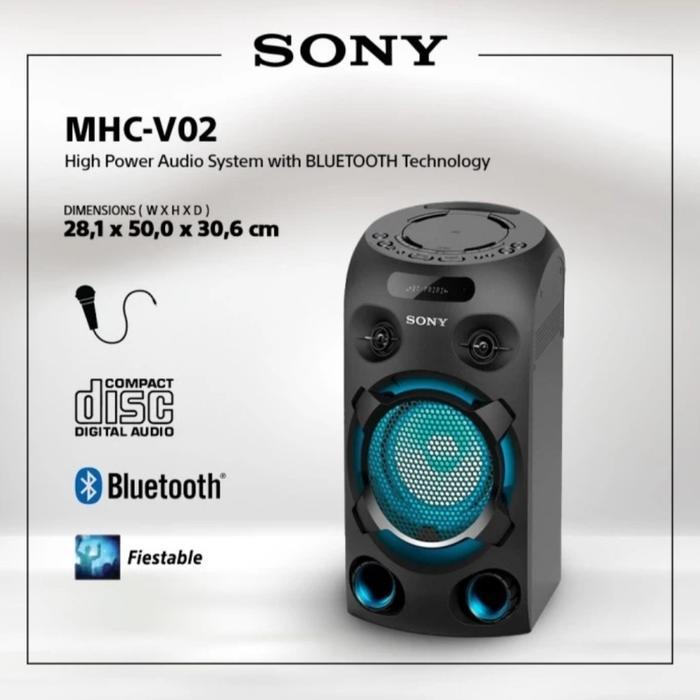 SONY Speaker MHC-V02 Sistem Hi-Fi All-in-one Bluetooth & CD Kualitas Suara Jernih Bass Deep Cocok Un