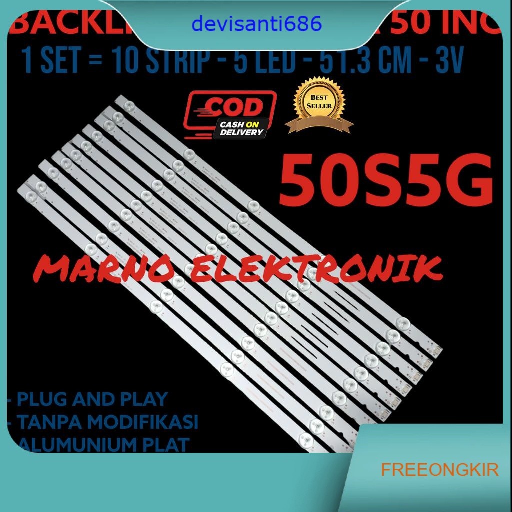 BACKLIGHT COOCAA 50 INC 50S5G LAMPU 5 LED BL 8 BATANG