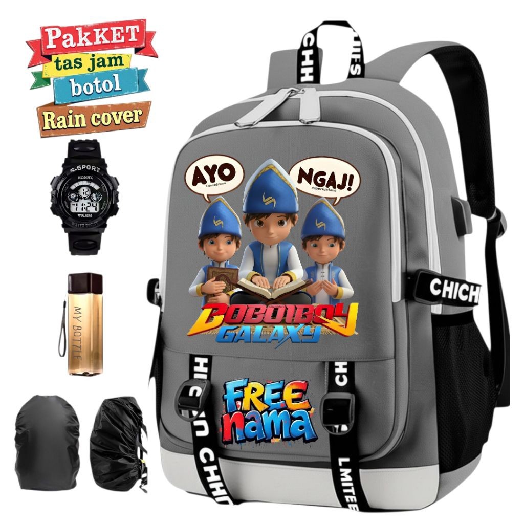 Tas Ransel Ngaji Anak Laki Laki SD Free Nama Tas Boboiboy Tas anak cowo Ngaji