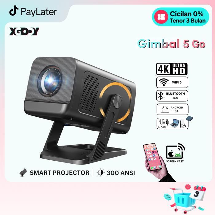 febrimaret1 XGODY Gimbal 5 GO Smart Proyektor LCD - Android 14 - 720P - Built-in Speaker - Netflix -