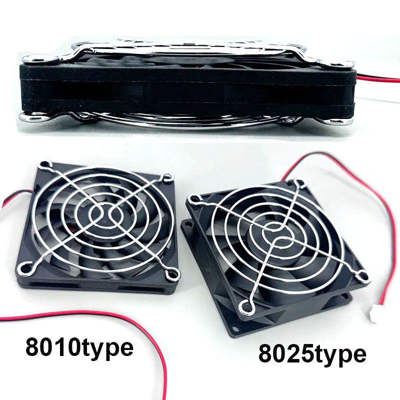 8cm Cooling Fan with Fan Grills 80mm 5V 12V 24V 8010 8025 DC Brushless Cooling Fan For Computer Case