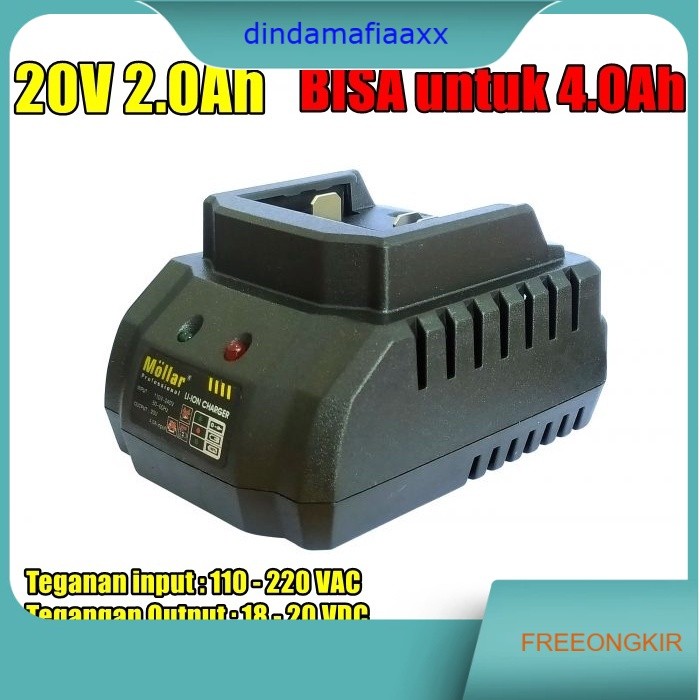 Mollar Charger Baterai Cordless 20V 2.0Ah BISA UNTUK 4.0Ah / Charger Fast Charging Universal Mollar