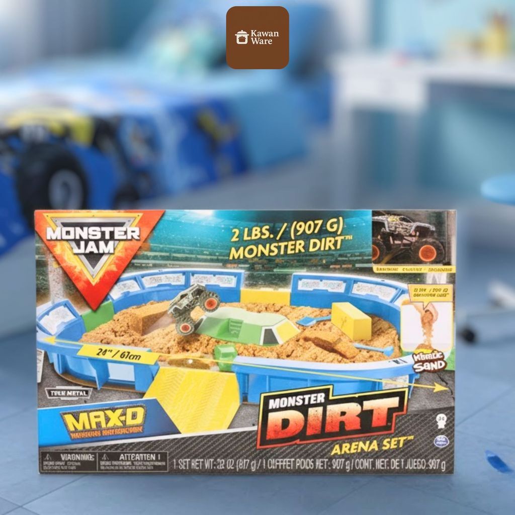 KAWANWARE - Monster Jam Kinetic Dirt Arena Playset – Set Arena Balap Monster Truck Anak