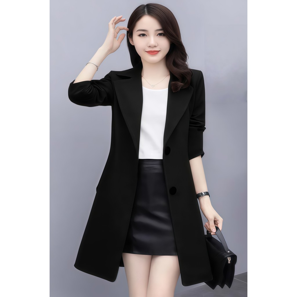 Meirong long blazer hitam wanita formal premium import blazer wanita korea style outer wanita kekini
