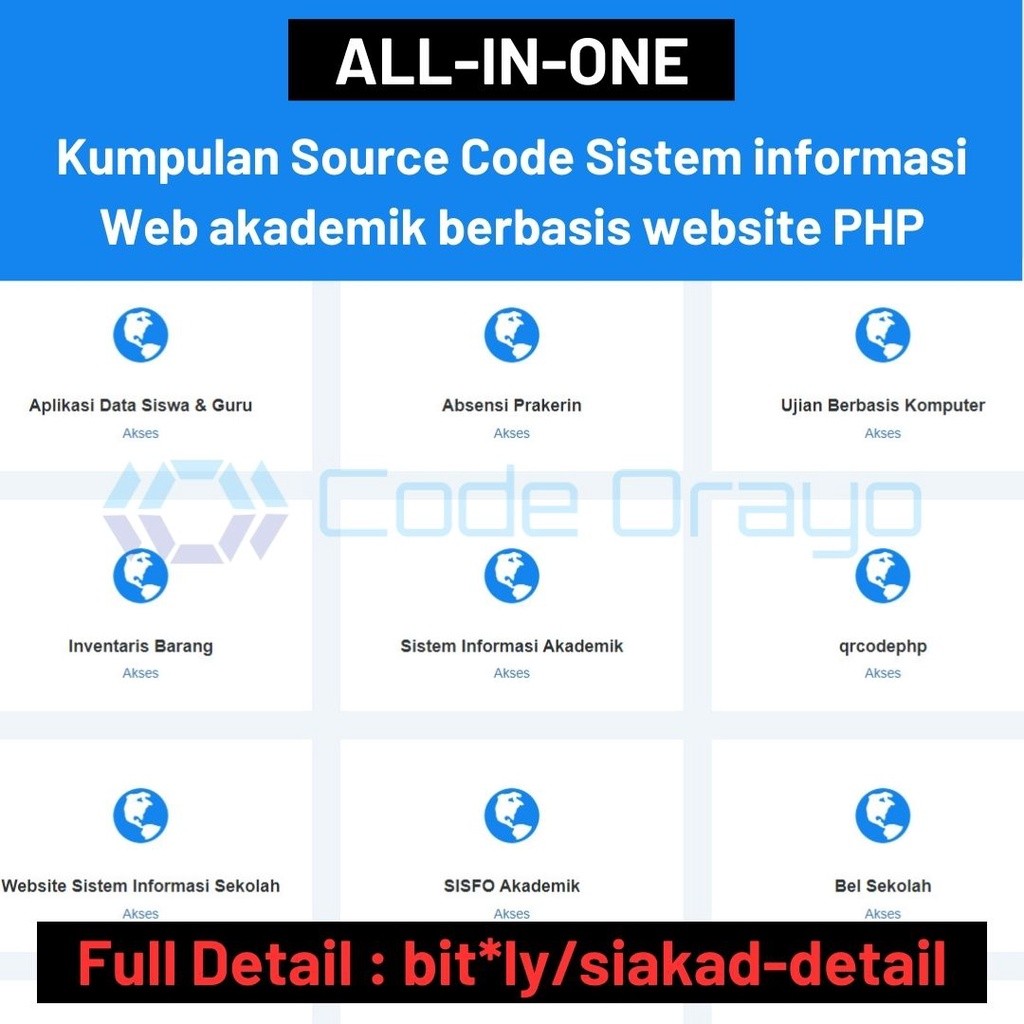 Sistem informasi Aplikasi Web akademik berbasis website PHP + Software