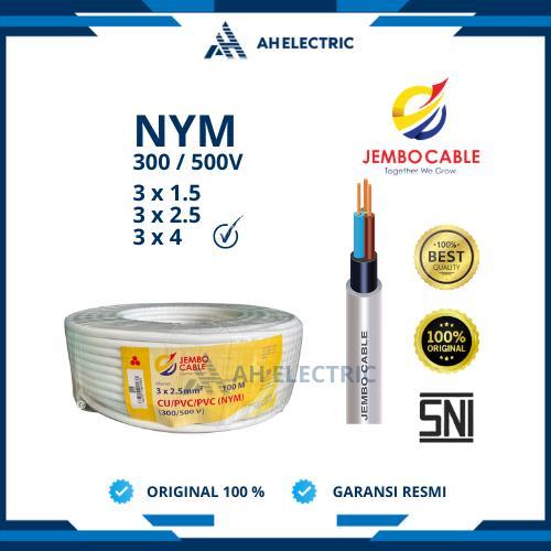 Jembo Kabel Listrik NYM 3x4 mm / 3 x 4 mm | 1 Roll 25 Meter / 50 Meter / 100 Meter