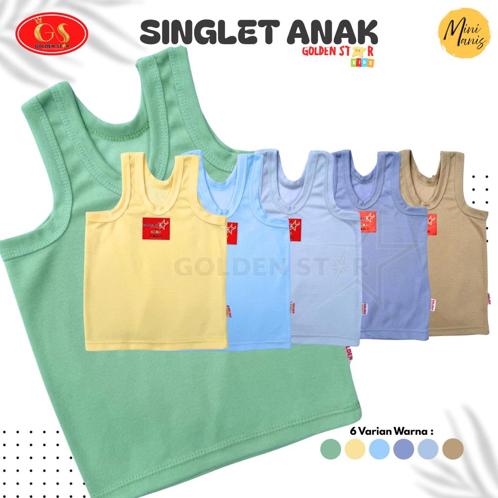6 PCS Singlet Anak Perempuan & Laki2 Warna Kalem Jahitan Rapih - Singlet Anak TK SD SMP / Kaos Kutan