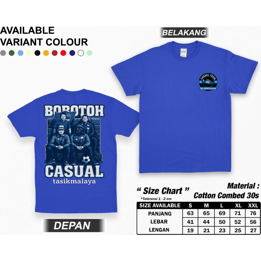 Kaos Persib Bandung Casual Bobotoh Tasik Unisex Nyaman DTF Print