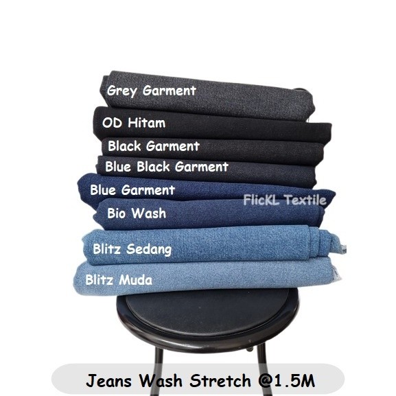 0 Bahan Kain Jeans Wash Stretch Jeans Wash Melar Denim Jeans Washing Denim Wash Stretch Ukuran 1.5 M