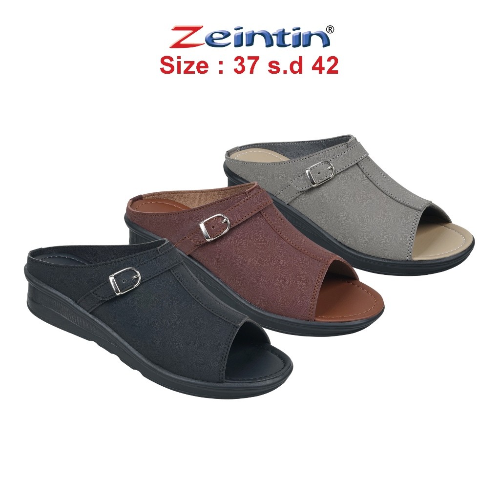 TOPKEP  Zeintin - Sepatu Sandal Wanita Bahan Kulit Sintetis Sendal Wedges Wanita Handmade Zeintin RD