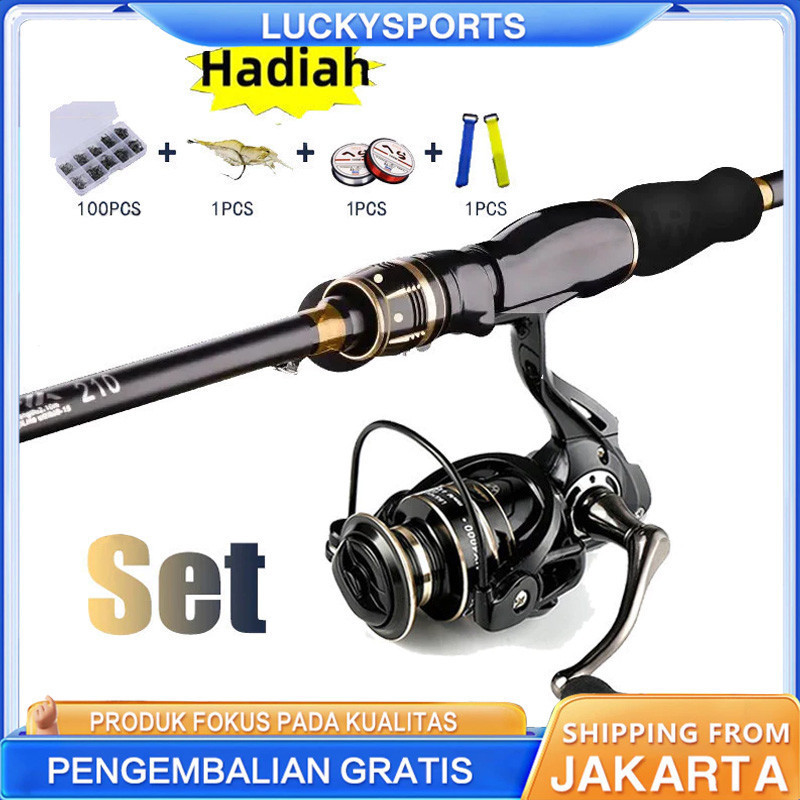 #joran pancing Set# 1.65m-2.7m 2 bagian pancing reel 2000 3000 5000 7000 joran spining reel pancing/