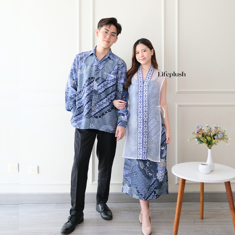 LOWESHOP Dress Batik Modern Organza Bordir Mewah Wanita Pesta Kondangan Cantik- B1025 TULIP