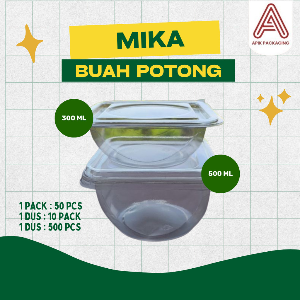 Mika Buah Potong 300ml / 500ml – Cup Buah Plastik Bening