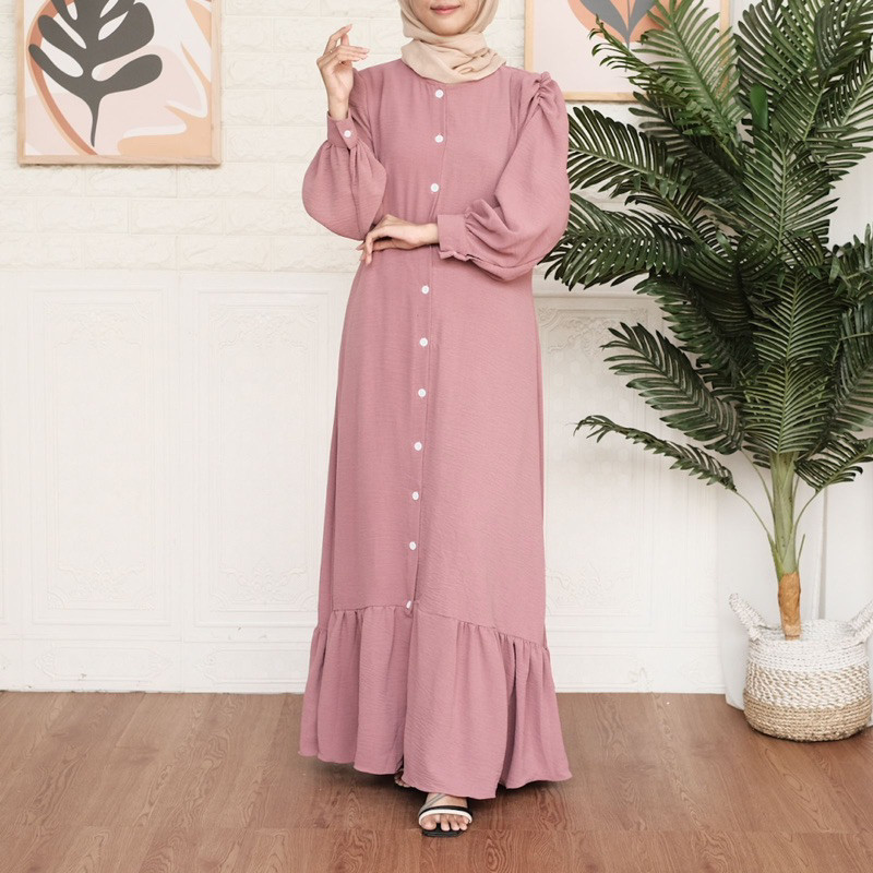 SALE RAMADHAN GAMIS 35 RB Almahyra Dress Crincle Airflow Rufle- pakaian wanita lainnya