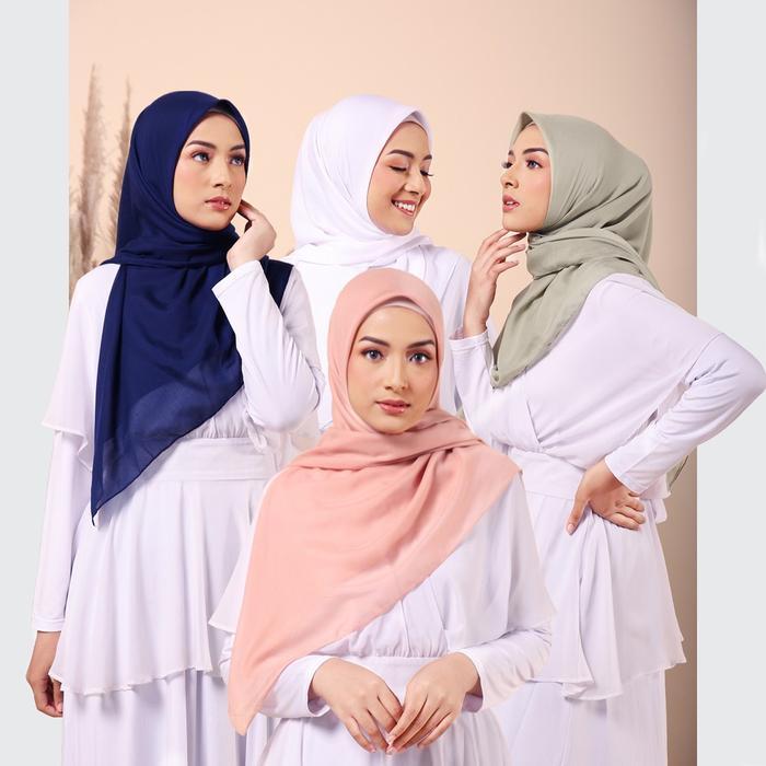 PROMO HABISKAN STOK Jilbab Square ELZATTA SEGI EMPAT POLOS KEISHA SHAMORA Coklat Cream