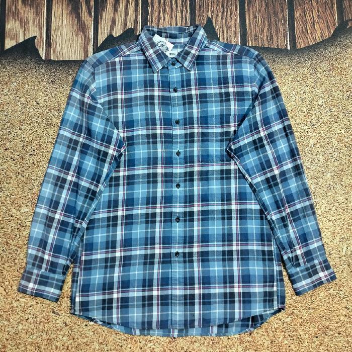 kemeja panjang tartan pria UNIQLO kemeja formal shirt motif kotak kotak casual size L