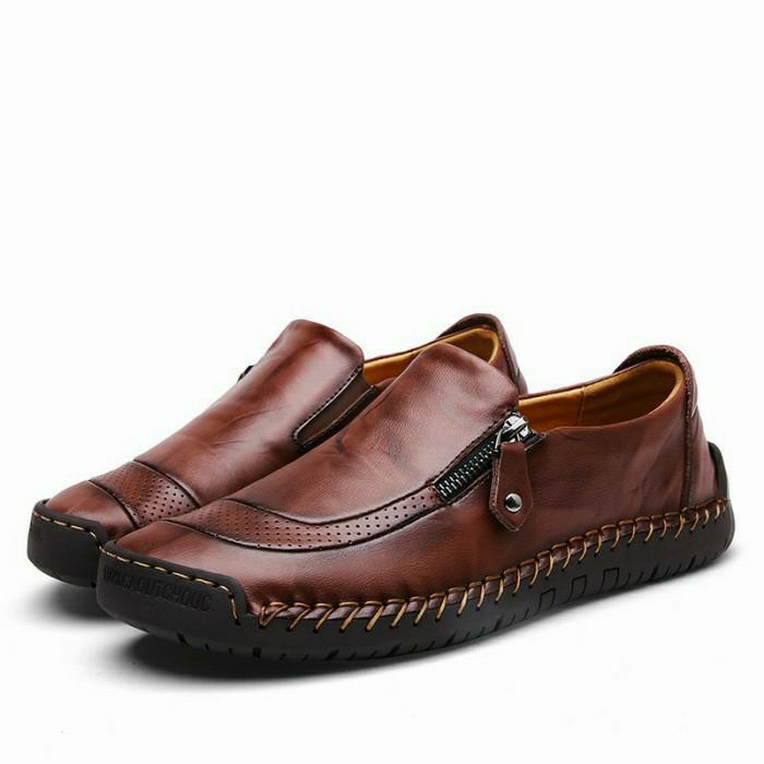 Sepatu Pria Kulit Asli Kasual Loafers Slip On Import C003