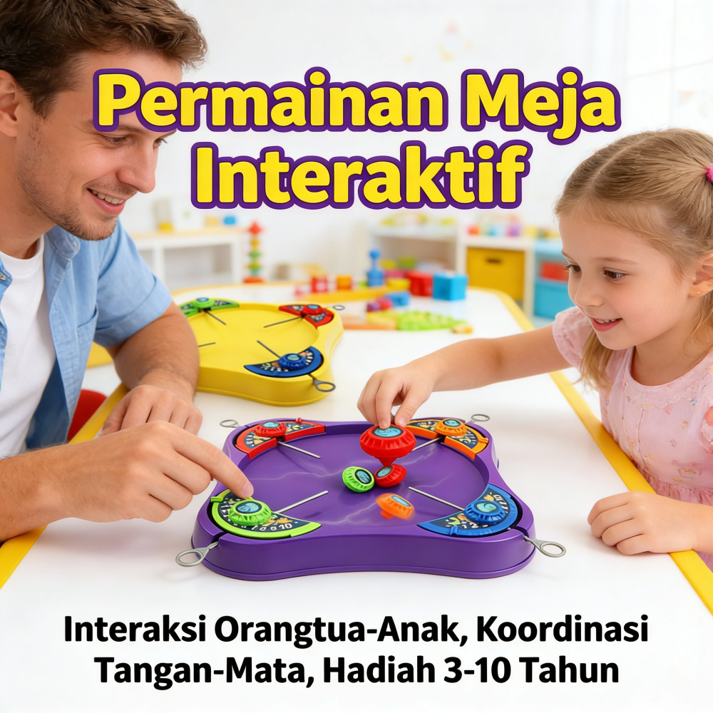 Permainan Meja Interaktif Anak 3-10 Tahun, Hadiah Laki-Laki Perempuan, Plate Beyblade Battle