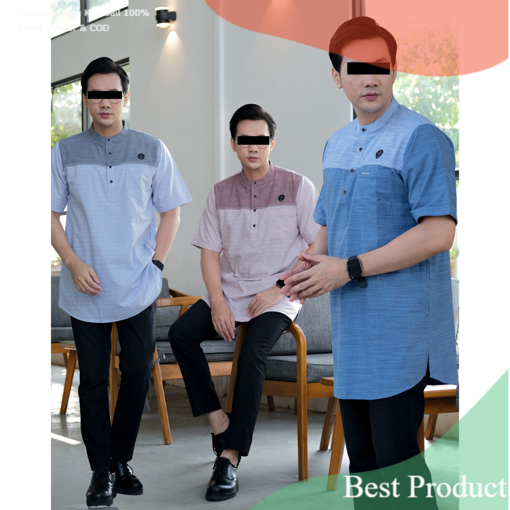 Koko Kurta Lengan Pendek New Salman Bahan Katun- pakaian pria lainnya