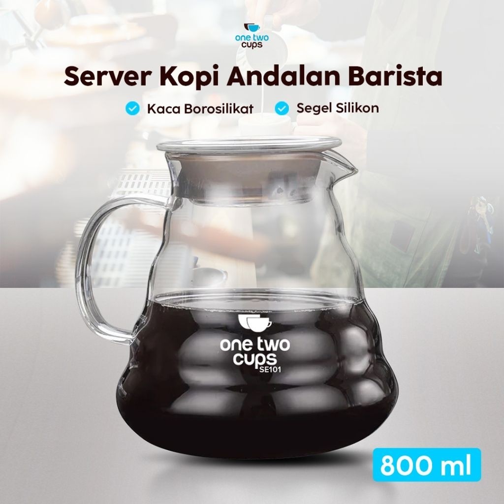 One Two Cups Coffee Server V60 Drip Pour Over Borosilicate Glass