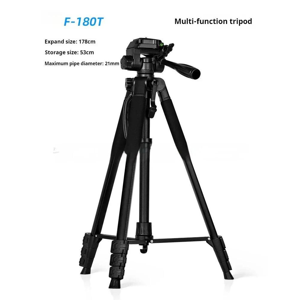 F180T Professional Tripod 180cm Phone HolderMultifunction Outdoor Portable Tripod for Live Streaming