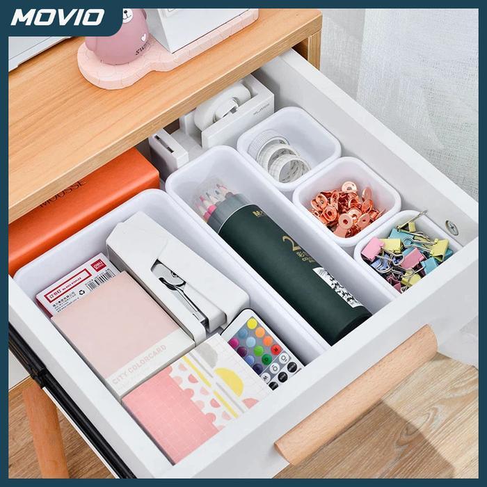 (Glowy Days) MOVIO Kotak Organizer dan Sekat Laci - Drawer Organizer Sekat 8 in 1 - Promo - Putih