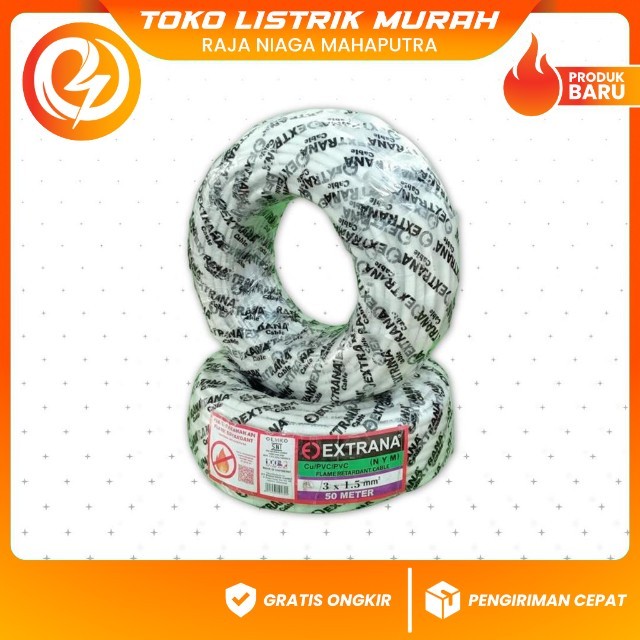 Kabel NYM 3x1.5 mm² Extrana Putih 100 Meter – Kabel Listrik 3 Inti 1.5mm Roll 100m Best Seller untuk
