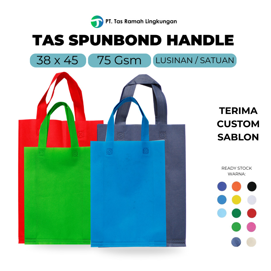 TRL - (Isi12) Tas Sembako Spunbond Handle 38x45 Banyak Warna Lusinan Grosir Goodiebag Jumbo