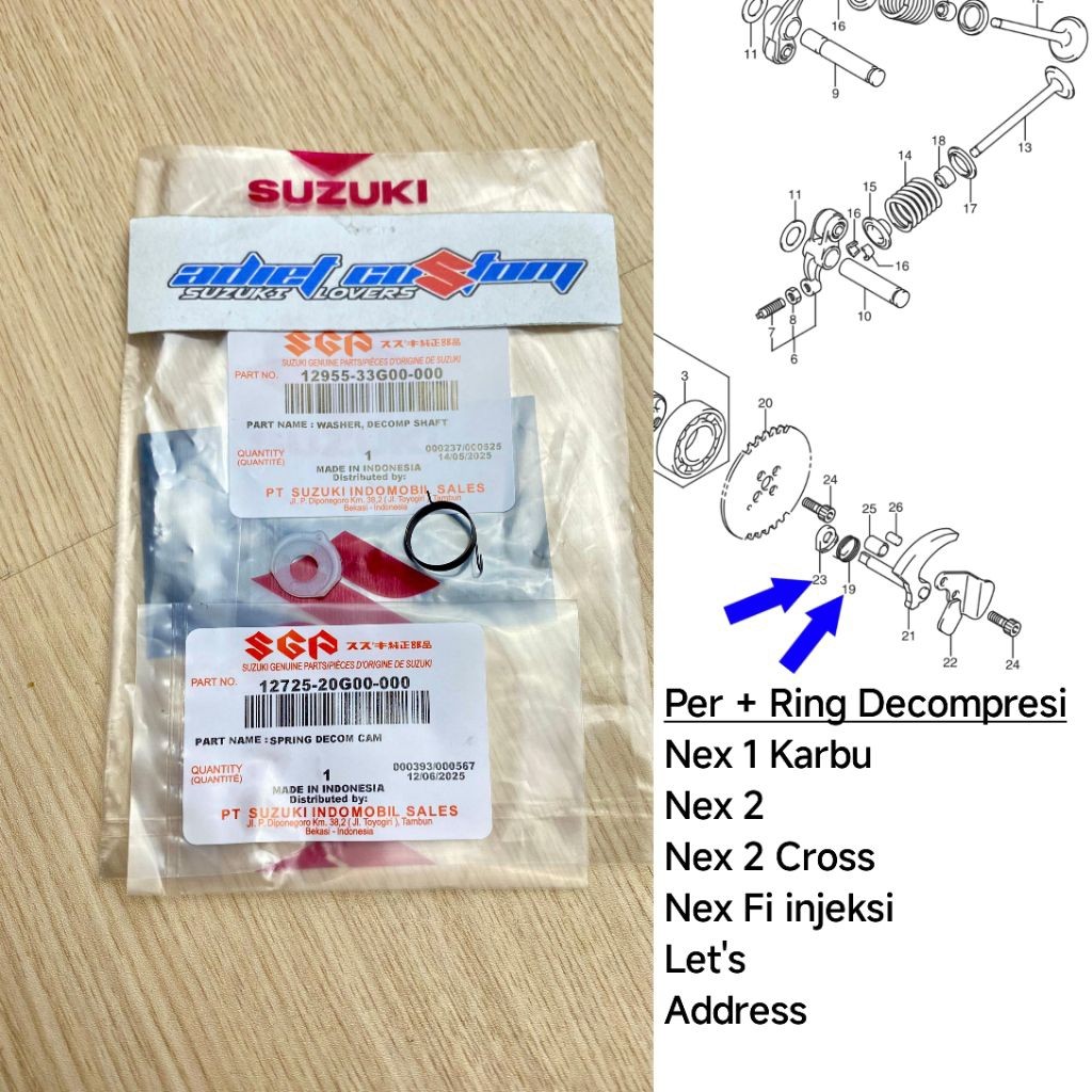 Per Spring + Ring Dekompresi Nex 1 / Nex 2 / Nex FI / Let’s / Address – Original SGP 12725-20G00 / 1
