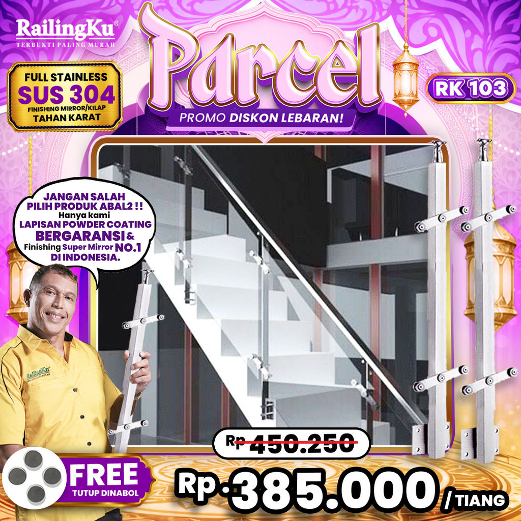 Railing Tangga Stainless Hollow Tiang Railingku [PARCEL] RK 103