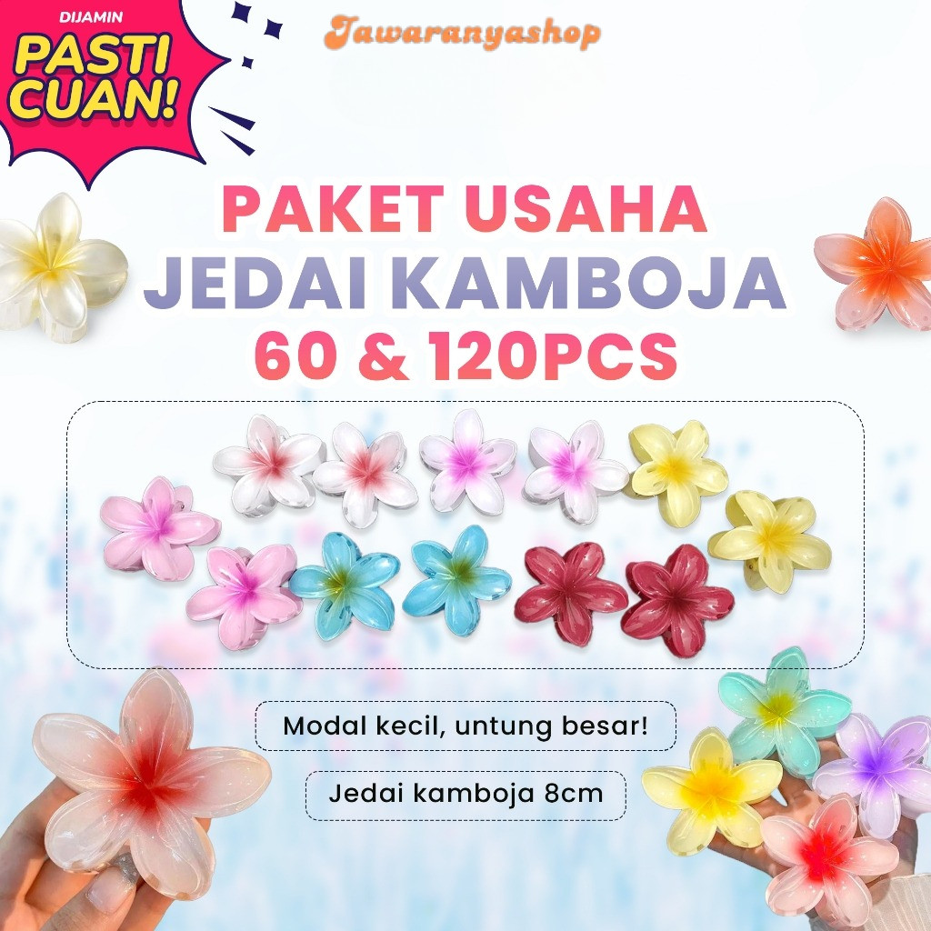 Paket Usaha Jedai Kamboja 120 Pcs / Jepitan Kamboja Fashion Daily Anak & Wanita