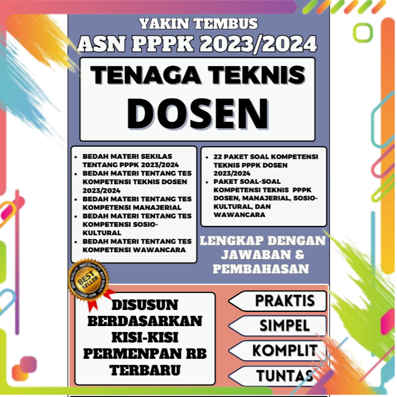 BEST SELLER YAKIN TEMBUS ASN PPPK 2023/2024 TENAGA TEKNIS DOSEN IDO259 PASTI LULUS