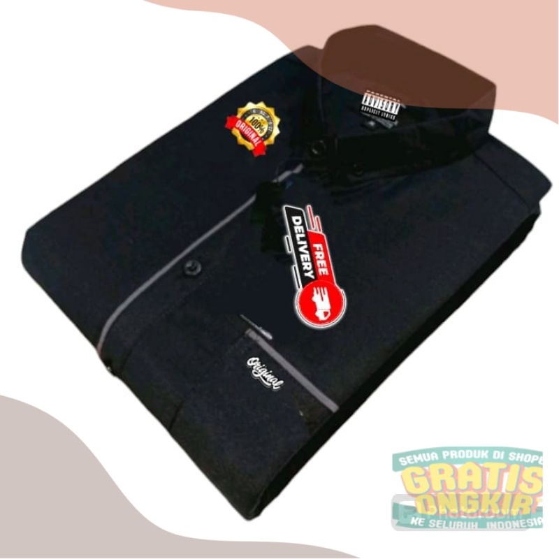 Kemeja Polos Lengan Pendek Pria - Kemeja Polos Motif List Lengan Pendek Pria - Kemeja Kantor Polos L