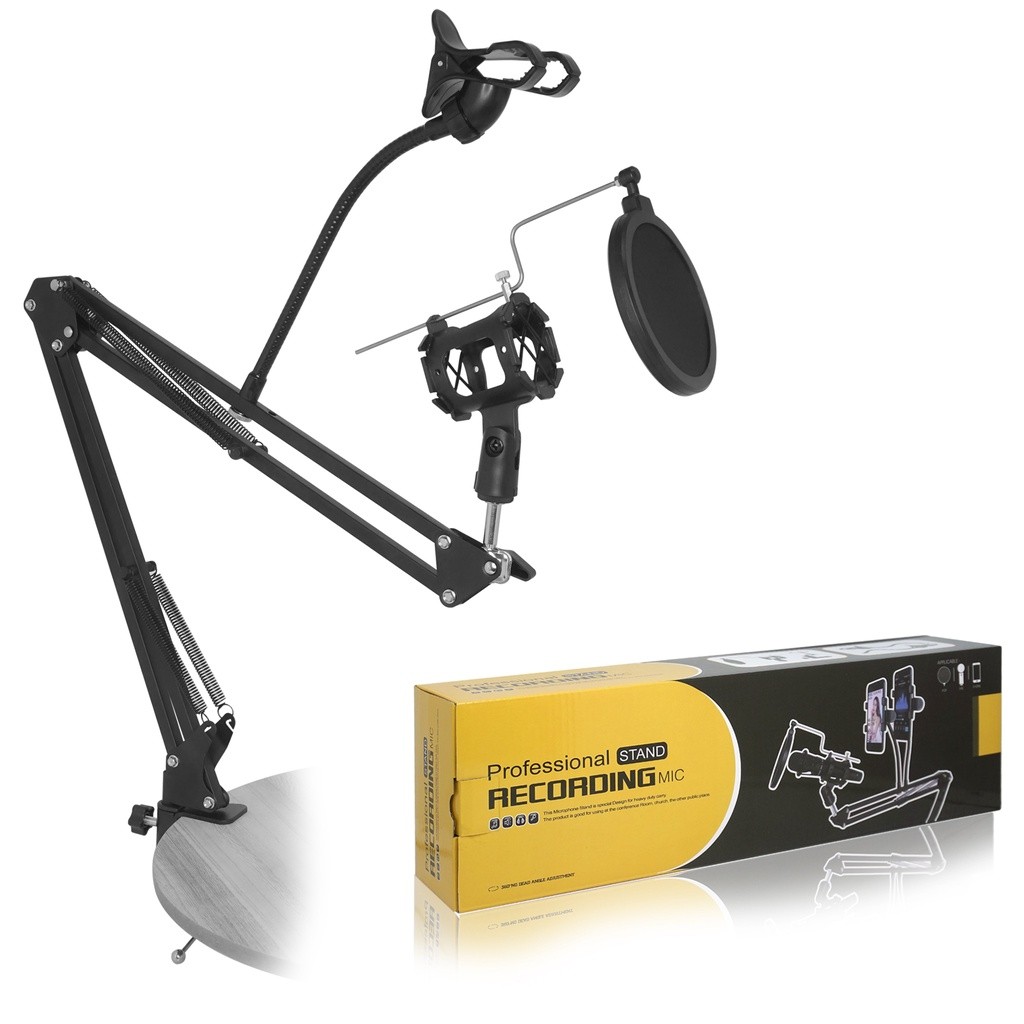 WSN -  TERLARIS Stand Mic Holder - Stand Microphone Meja Stand Microphone Mic Condenser Microphone S