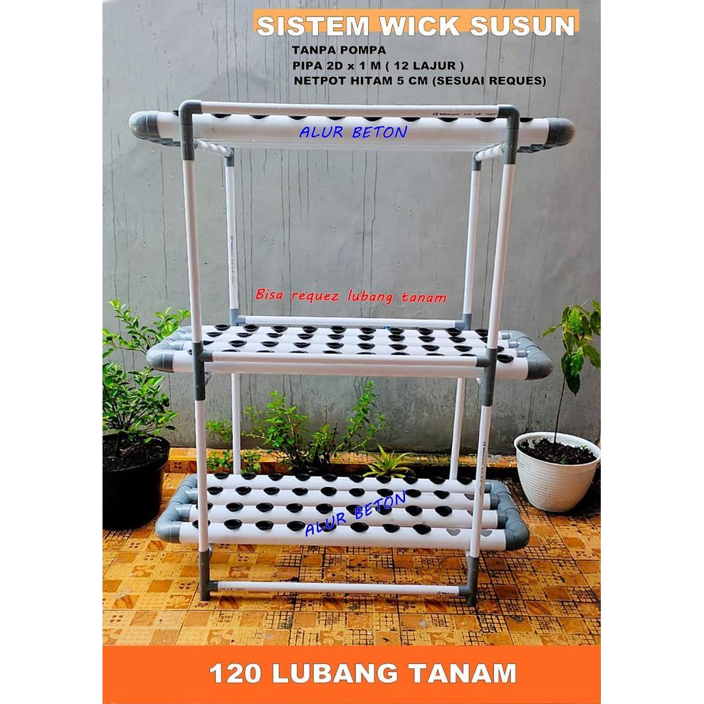 PAKET INSTALASI SISTEM WICK SUSUN 120 LUBANG TANAM - PIPA HIDROPONIK 2