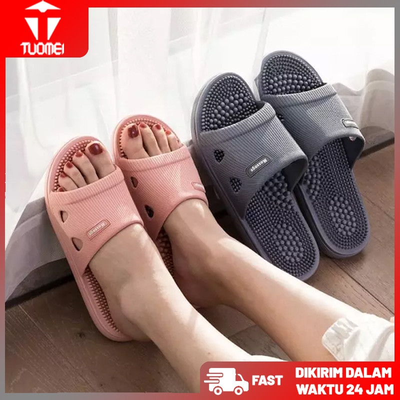 Sandal Rumah Wanita Pria Anti Slip Empuk Tebal Refleksi Kesehatan