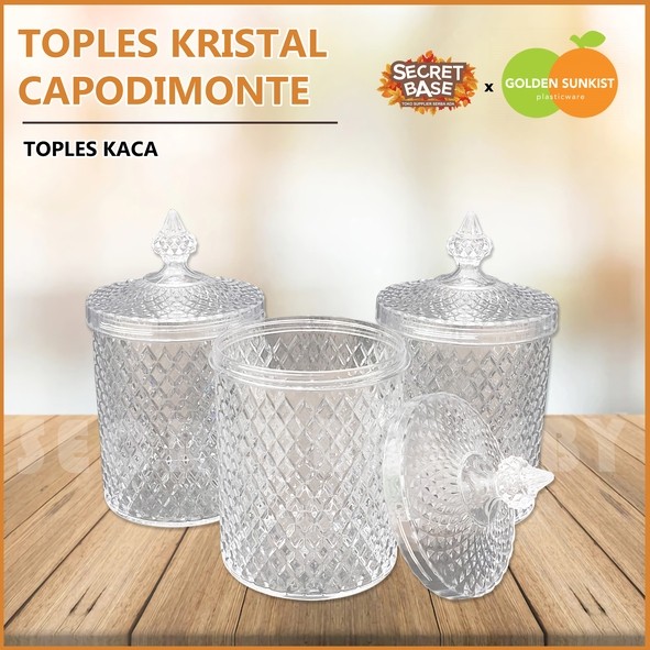 TERLARIS - (ISI 6pcs) TOPLES KRISTAL - Toples Lebaran Kue / Toples Plastik Bening