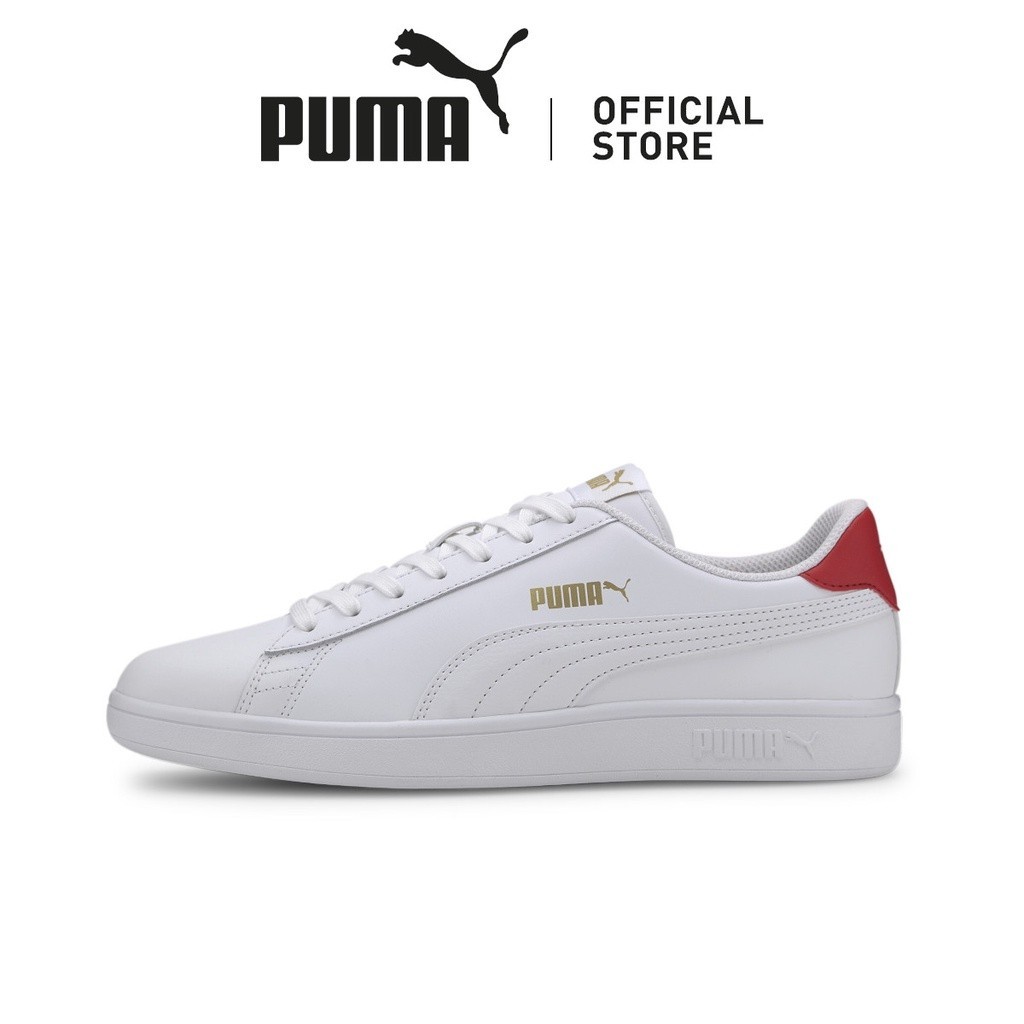 PUMA Sepatu Smash v2 Sneakers  White-High Risk Red