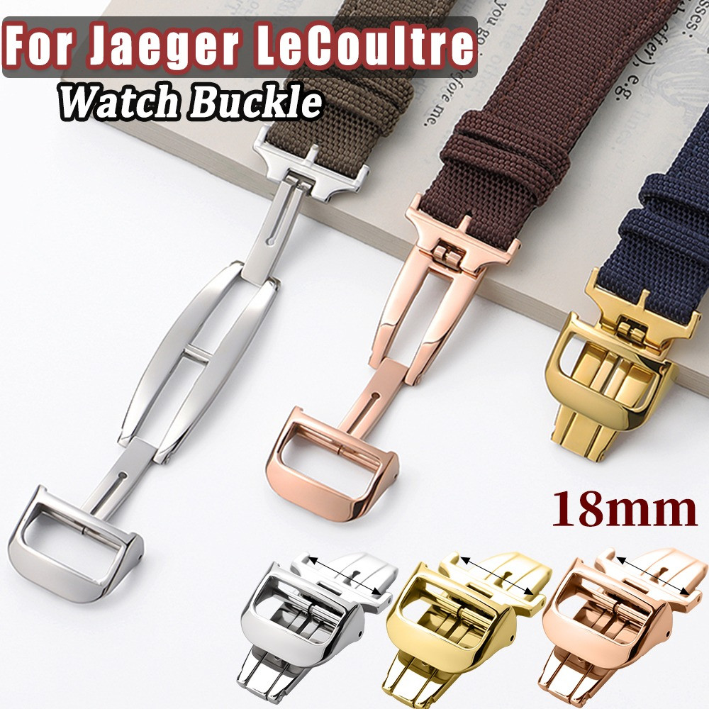 18mm Deployment Butterfly Buckle for Jaeger LeCoultre Watch for Silicone Cowhide Strap Steel Folng C