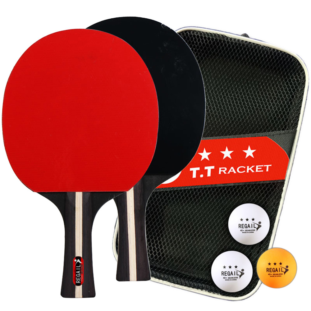 Table Tennis Paddles 2 Rackets & 3 Balls Ping Pong Paddle Professional 2 Player Ping Pong Set with B