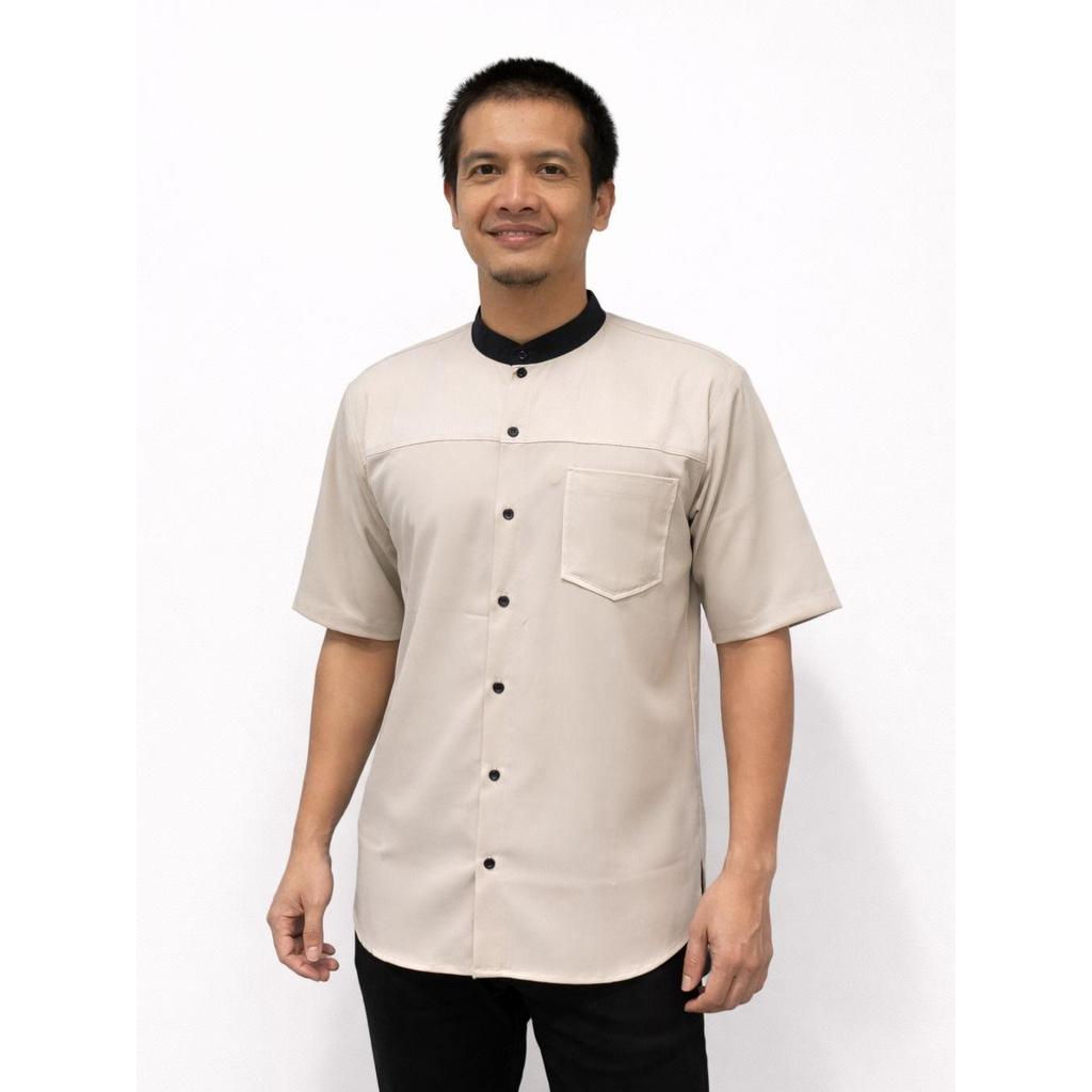 TWO-D Baju Kemeja Koko Muslim Pria Kerah Motif Lengan Pendek TD2704